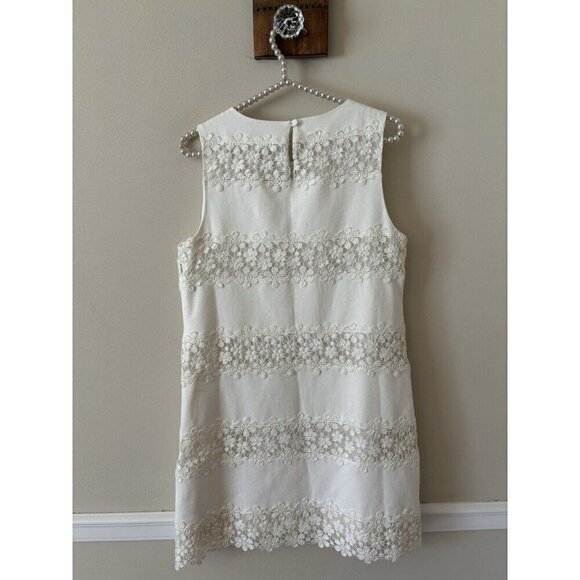 NWT JCrew Womens Size 6 Ivory Sleeveless Shift Dress Lace Stripes Cotton - Picture 4 of 6